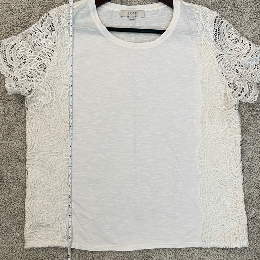 Loft Lace Sleeve T-Shirt Size L